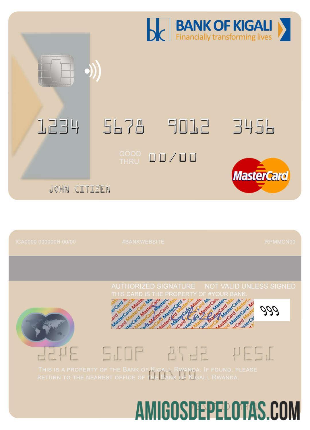 Ruanda Bank Of Kigali Mastercard exemplo real